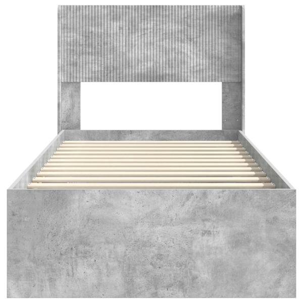 Bettgestell mit Stauraum und Kopfteil Betongrau 100 x 200 cm