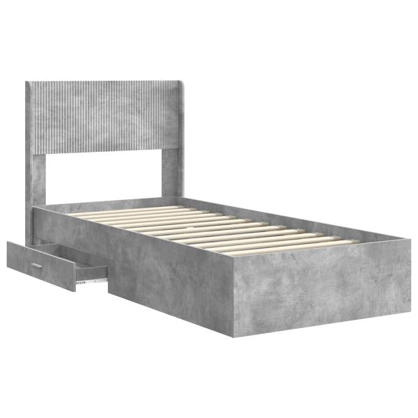 Bettgestell mit Stauraum und Kopfteil Betongrau 100 x 200 cm