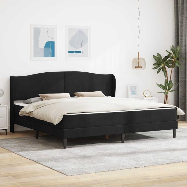 ARDEBO.de - Bettrahmen mit Kopfteil Schwarz 200 x 200 cm Samt