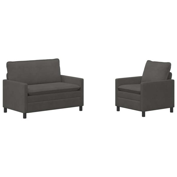 Sofa Set 2 stk. Dunkelgrau Stoff
