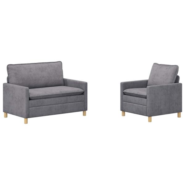 Sofa Set 2 stk. Hellgrau Polyester