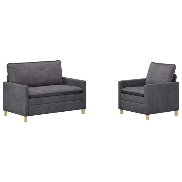 Sofa Set 2 stk. Dunkelgrau Polyester