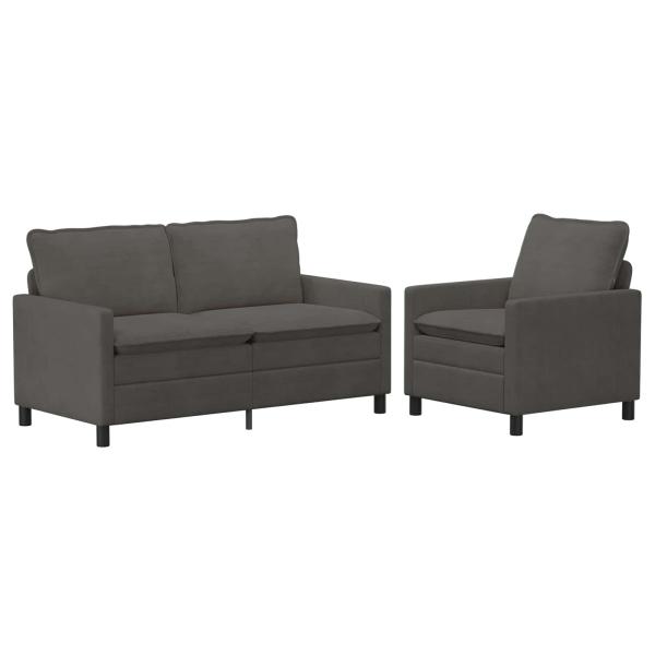 Sofa Set 2 stk. Dunkelgrau Stoff