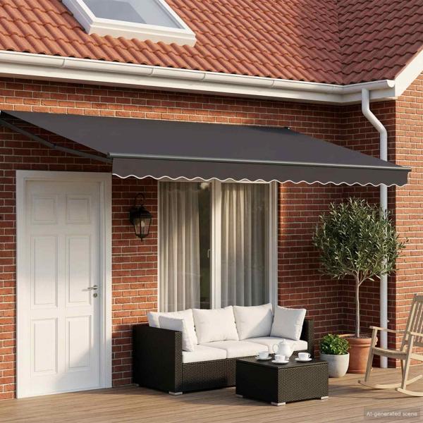 ARDEBO.de - Manuelle Gelenkarmmarkise mit LEDs Anthrazit 4 x 2 m