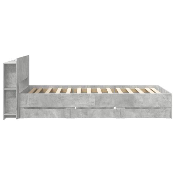 Bettgestell mit Stauraum und Kopfteil Betongrau 75 x 190 cm