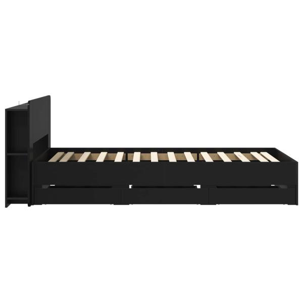 Bettgestell mit Stauraum Schwarz 90 x 190 cm Holzwerkstoff