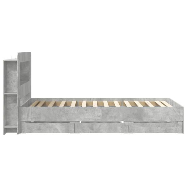 Bettgestell mit Stauraum und Kopfteil Betongrau 75 x 190 cm