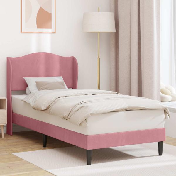 ARDEBO.de - Bettrahmen mit Kopfteil Rosa 80 x 200 cm Samt