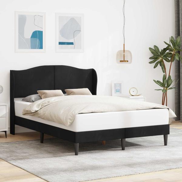 ARDEBO.de - Bettrahmen mit Kopfteil Schwarz 120 x 200 cm Samt