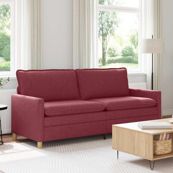 ARDEBO.de - Sofa 3-Sitzer Weinrot 196 x 81 x 87,5 cm Stoff