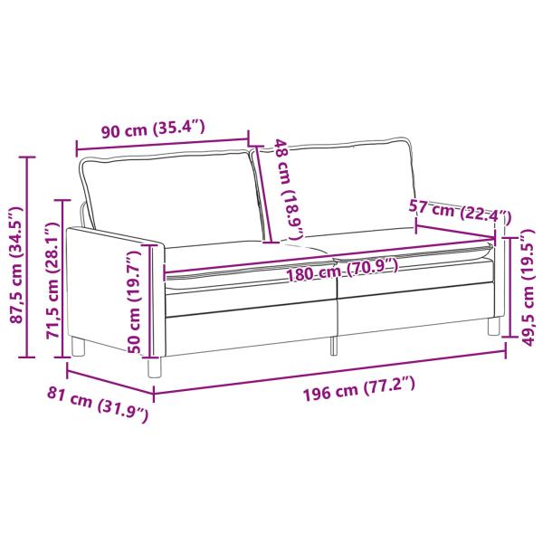 Sofa Dunkelgrün 196 x 81 x 87,5 cm Stoff