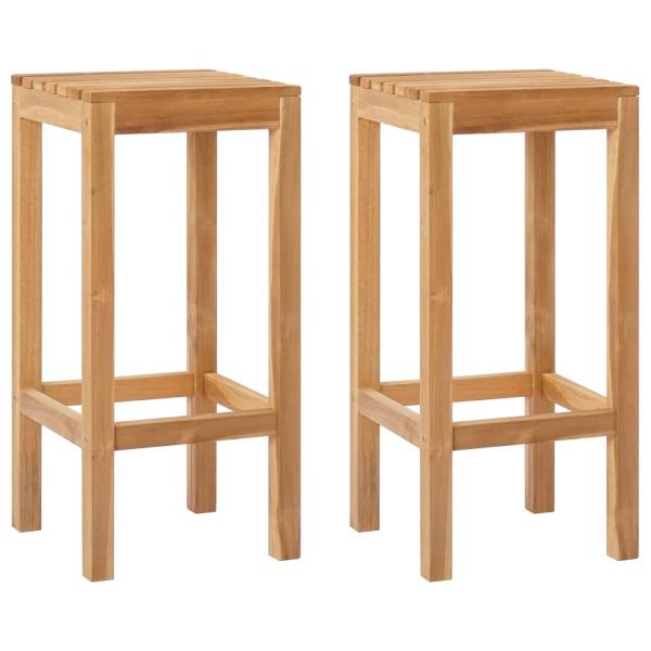 Barhocker 2 stk. Natur Massivholz Teak