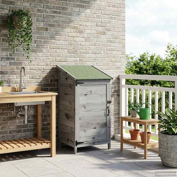 Gartenschuppen Grau 59 x 56 x 113,5 cm Massivholz aus Fichte