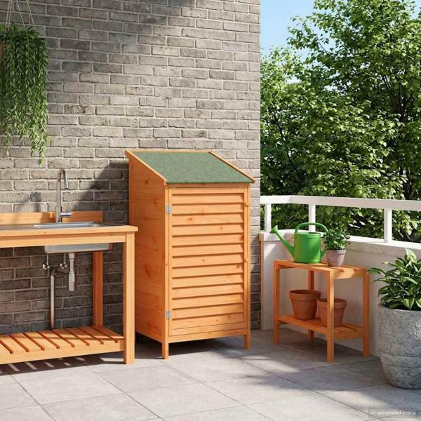 ARDEBO.de - Gartenschuppen Braun 59 x 56 x 113,5 cm Massivholz aus Fichte