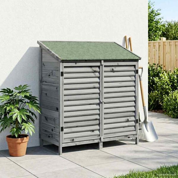 ARDEBO.de - Gartenschuppen Grau 106 x 56 x 113,5 cm Massivholz aus Fichte