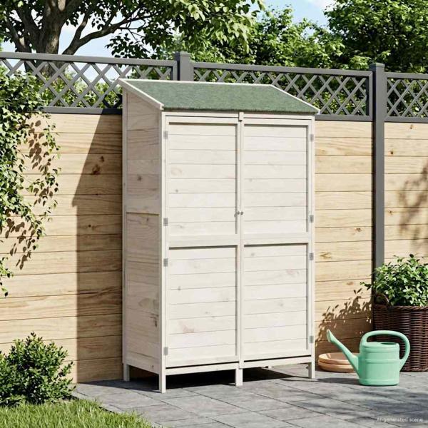 Gartenschuppen Weiß 106 x 56 x 176,5 cm Massivholz aus Fichte