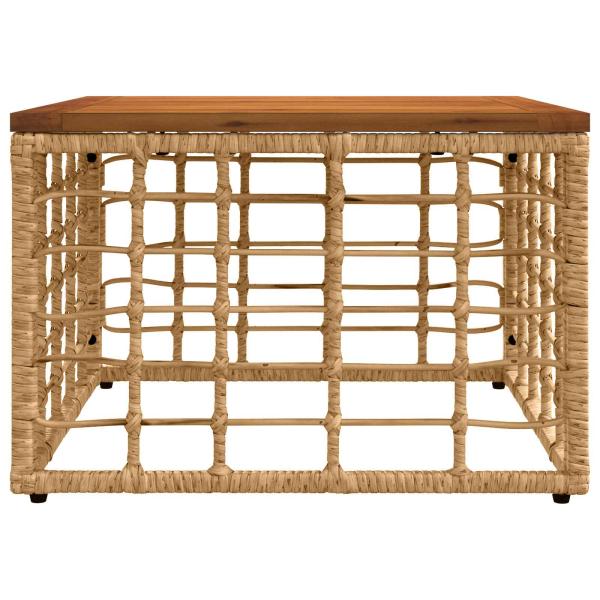 Gartentisch Natur 55 x 55 x 37 cm PE Rattan und Glas