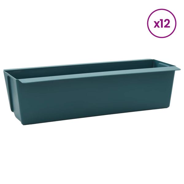 Blumenboxen für Euro-Paletten 12 Stk. Grün 36 x 13,5 x 9,5 cm