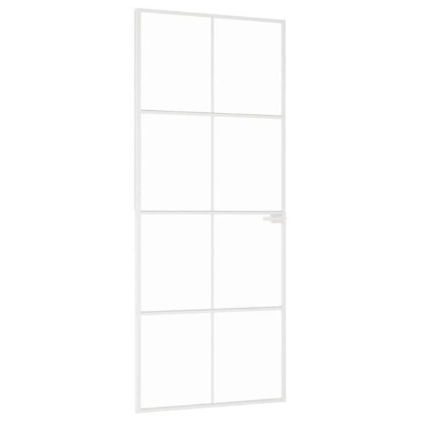 Innentür Weiß 83x201,5 cm Hartglas & Aluminium Schlank