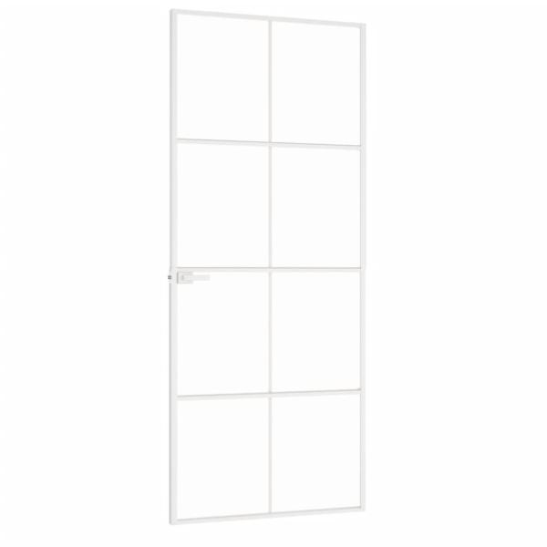 Innentür Weiß 83x201,5 cm Hartglas & Aluminium Schlank