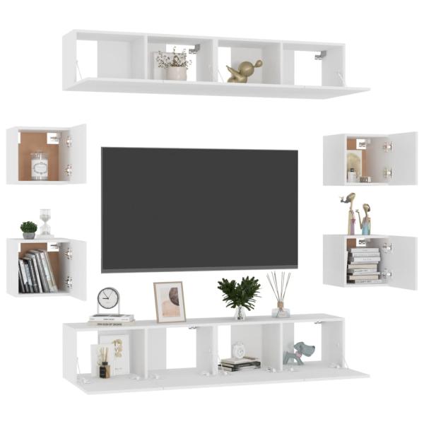 8-tlg. TV-Schrank-Set Weiß Holzwerkstoff