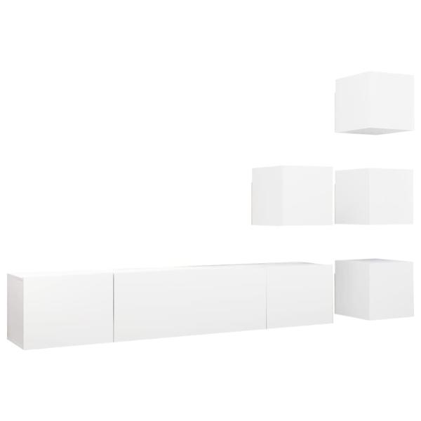 6-tlg. TV-Schrank-Set Weiß Holzwerkstoff