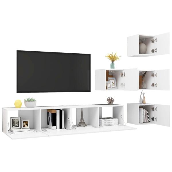 6-tlg. TV-Schrank-Set Weiß Holzwerkstoff