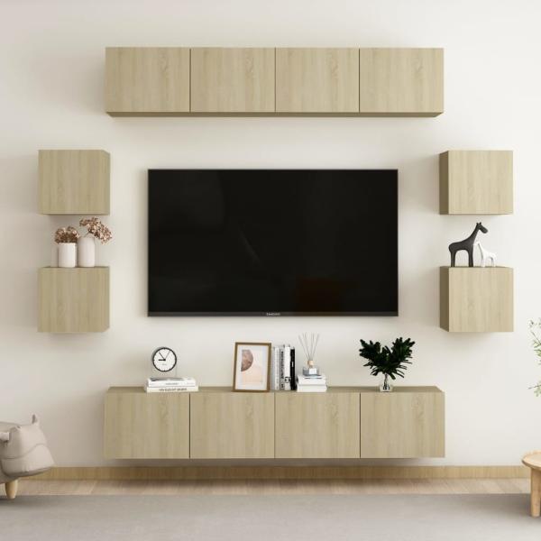 ARDEBO.de - 8-tlg. TV-Schrank-Set Sonoma-Eiche Holzwerkstoff