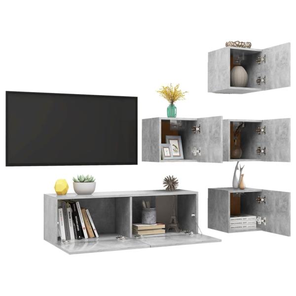 5-tlg. TV-Schrank-Set Betongrau Holzwerkstoff