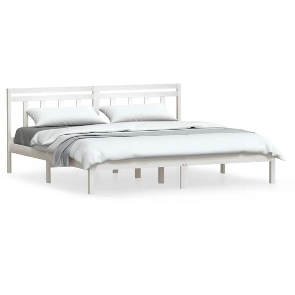 Bedframe massief grenenhout wit 160x200 cm