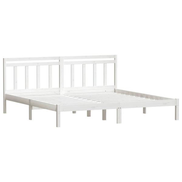 Bedframe massief grenenhout wit 160x200 cm