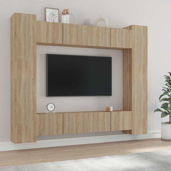 ARDEBO.de - 8-tlg. TV-Schrank-Set Sonoma-Eiche Holzwerkstoff