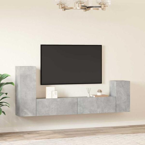 4-tlg. TV-Schrank-Set Betongrau Holzwerkstoff
