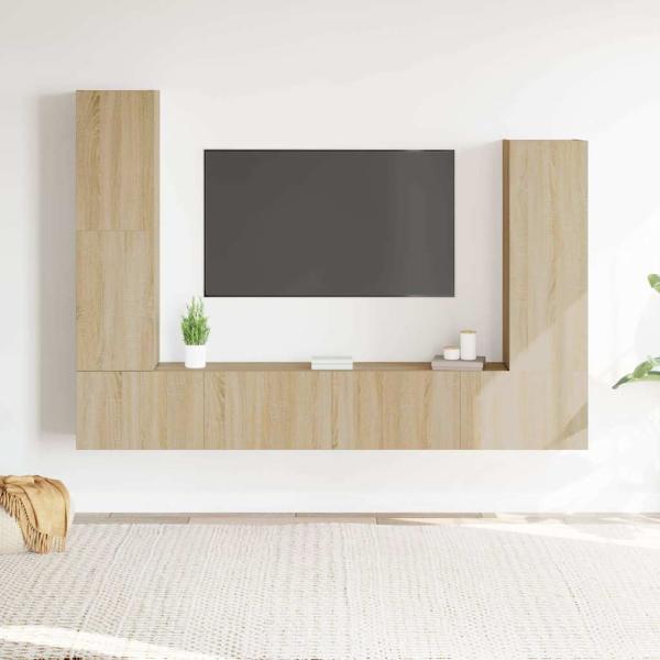 ARDEBO.de - 4-tlg. TV-Schrank-Set Sonoma-Eiche Holzwerkstoff