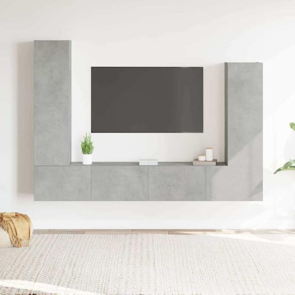 ARDEBO.de - 4-tlg. TV-Schrank-Set Betongrau Holzwerkstoff