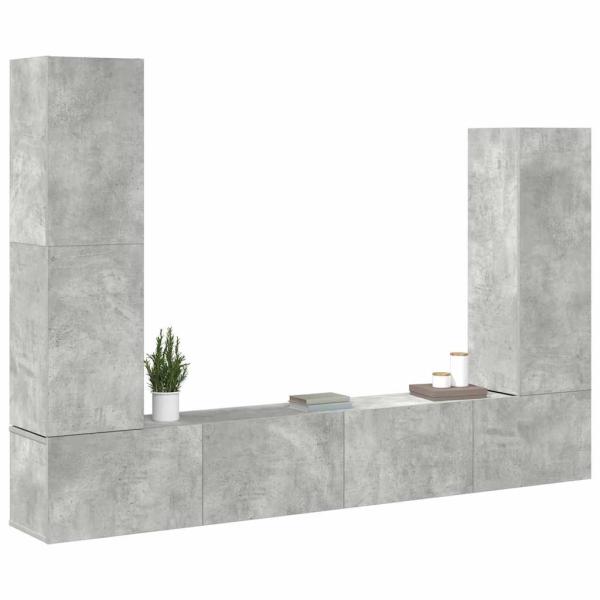 4-tlg. TV-Schrank-Set Betongrau Holzwerkstoff