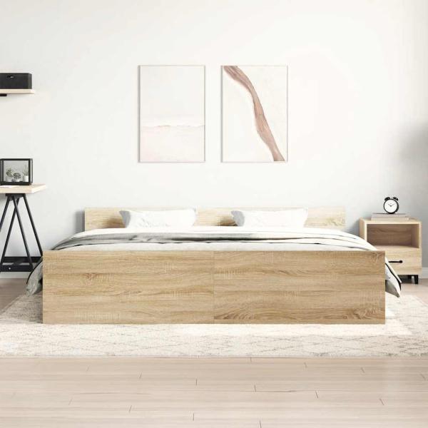 Bettgestell mit Kopf- und Fußteil Sonoma-Eiche 180x200 cm