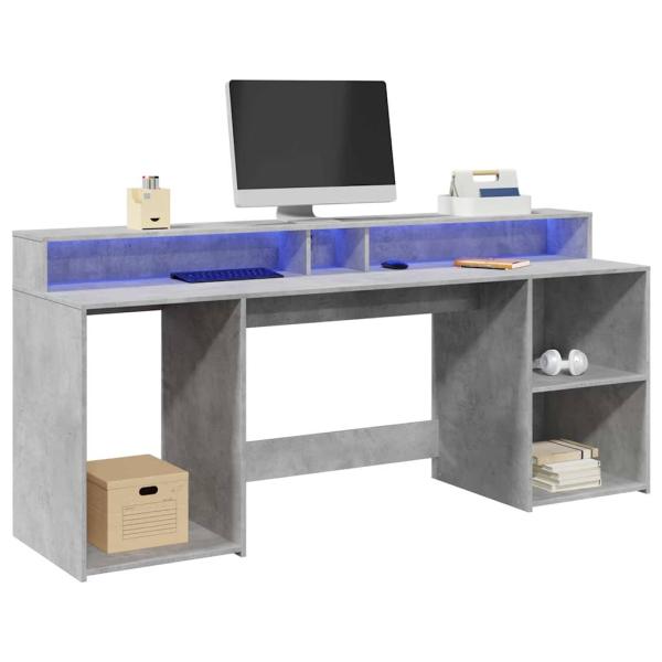 ARDEBO.de - LED-Schreibtisch Betongrau 200x55x91 cm Holzwerkstoff