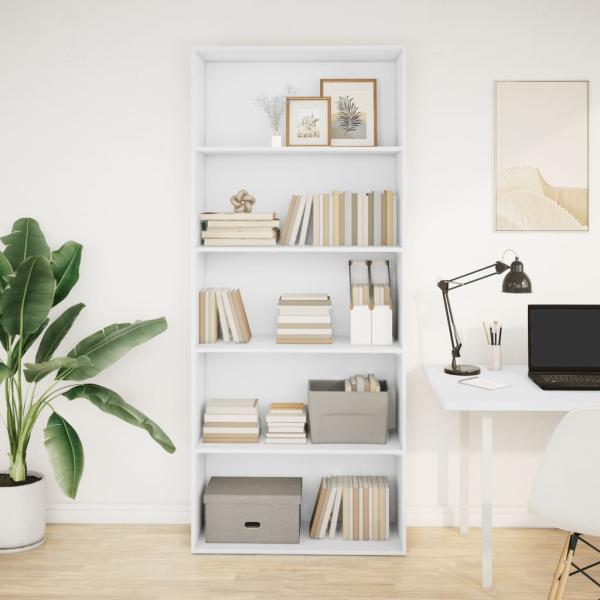 ARDEBO.de - Bücherregal Weiß 80x30x189 cm Holzwerkstoff