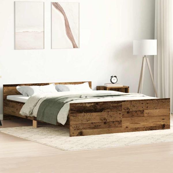 ARDEBO.de - Bettgestell ohne Matratze Altholz-Optik 120x190cm Holzwerkstoff