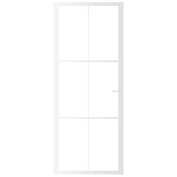 Innentür 83x201,5 cm Weiß ESG-Glas und Aluminium