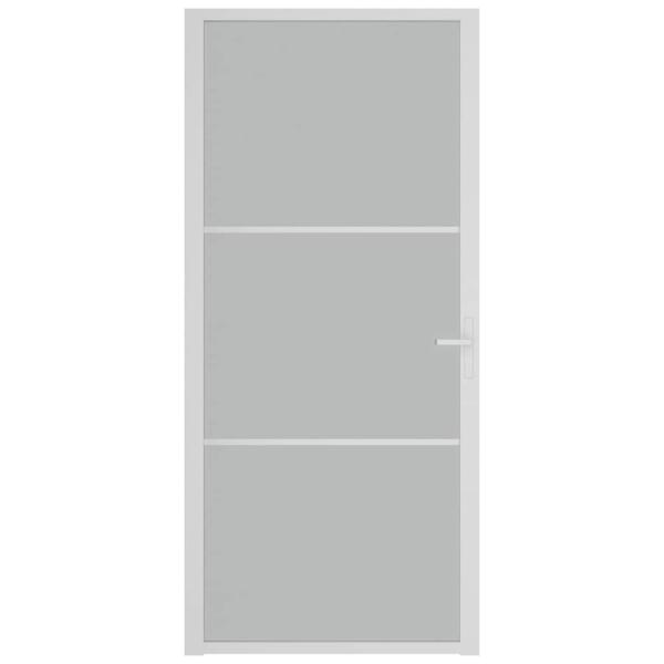 Innentür 93x201,5 cm Weiß Mattglas und Aluminium