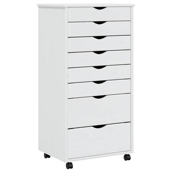 Rollschrank mit Schubladen MOSS Wei? Massivholz Kiefer