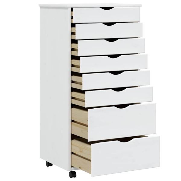 Rollschrank mit Schubladen MOSS Wei? Massivholz Kiefer