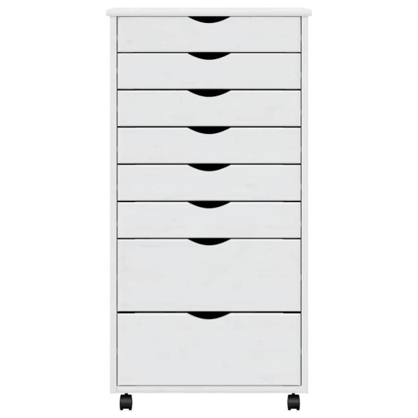 Rollschrank mit Schubladen MOSS Wei? Massivholz Kiefer