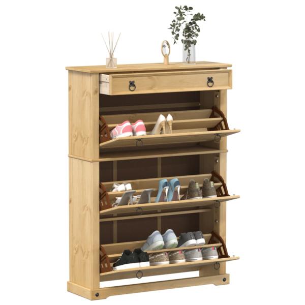 ARDEBO.de - Schuhschrank Corona 99x32x138 cm Massivholz Kiefer