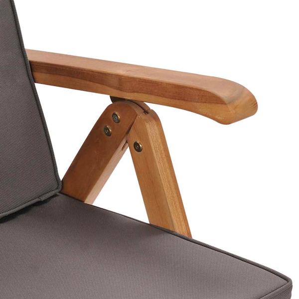 Klappbare Liegest?hle mit Kissen, 2 St?ck, Massivholz Teak, Grau