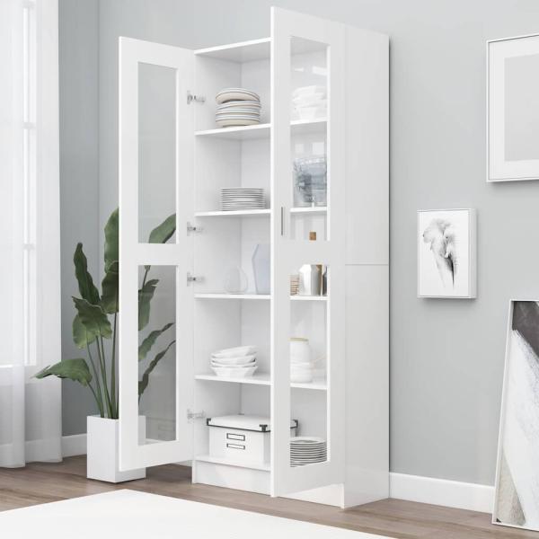 Vitrinenschrank Weiß 82,5x30,5x185 cm Holzwerkstoff