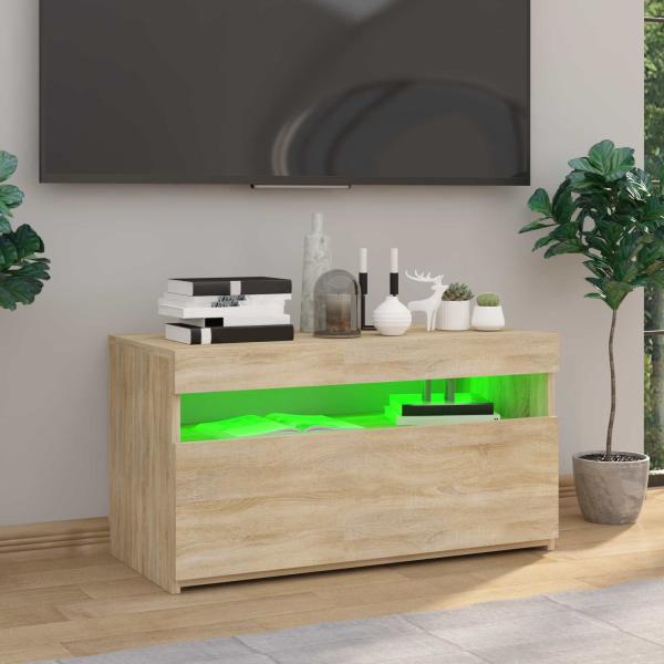 TV-Schrank mit LED-Leuchten Sonoma-Eiche 75x35x40 cm