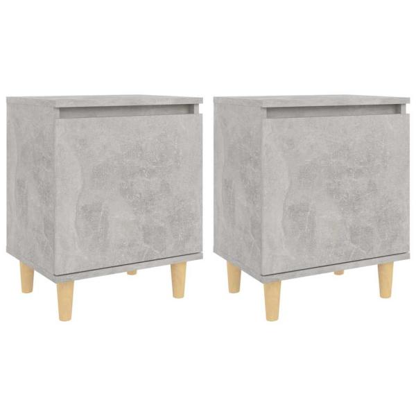 Nachttische mit Massivholz-Beinen 2 Stk. Betongrau 40x30x50cm